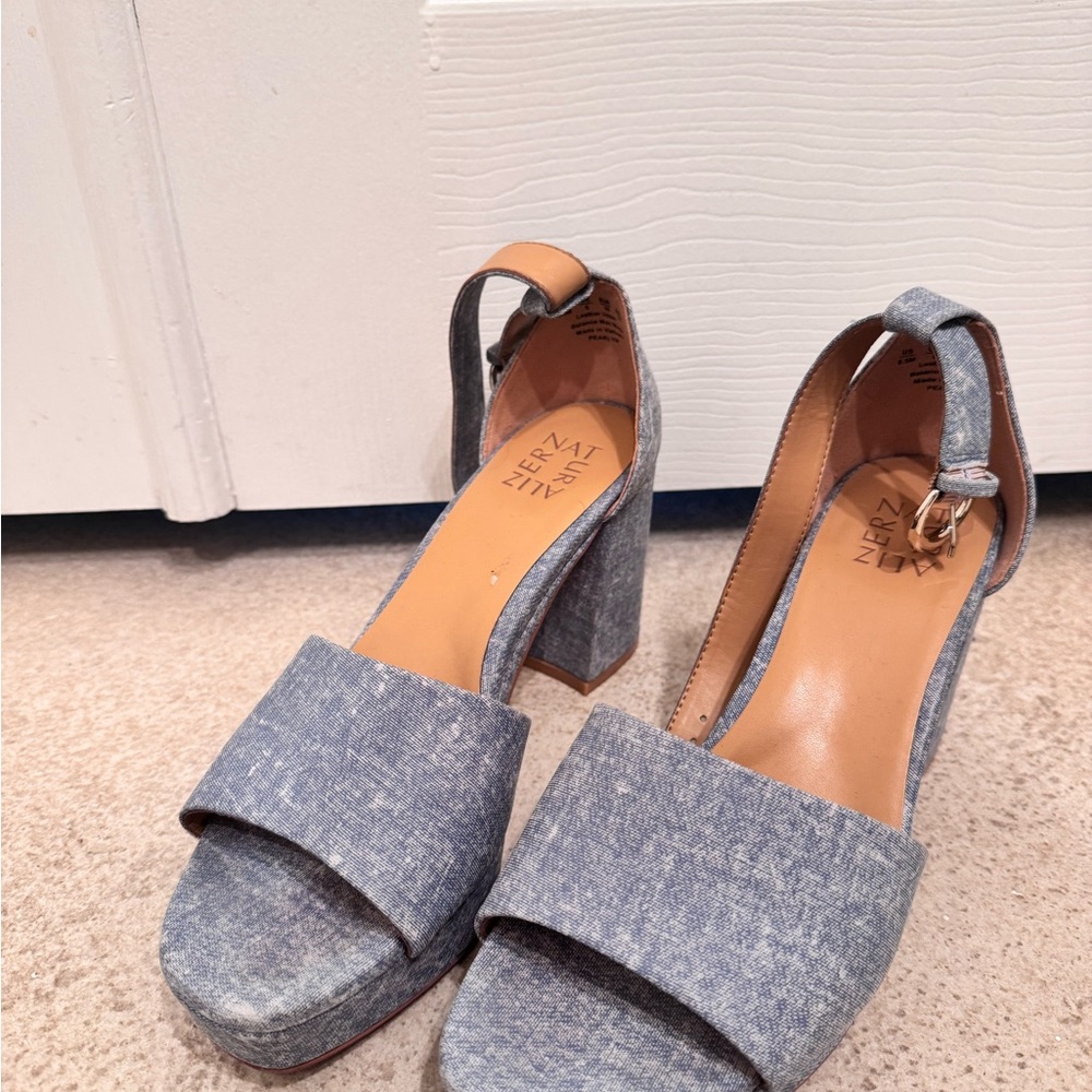 Stylish Blue Block Heel Sandals